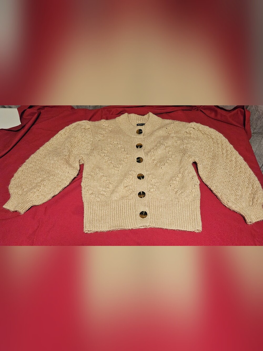 Who What Wear Cream Button-Up Knit Cardigan
